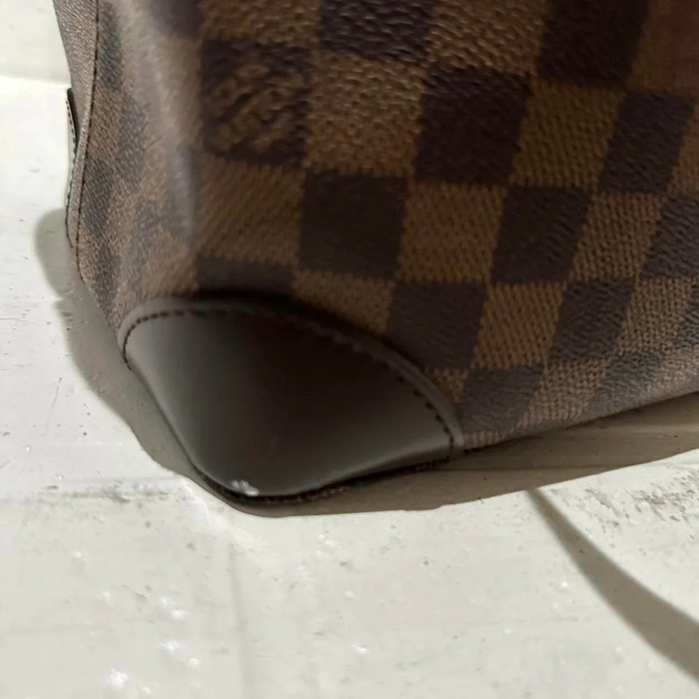 Louis Vuitton Damier Ebene Hampstead Tote Brown Checkered Canvas Gold Plaque Bag
